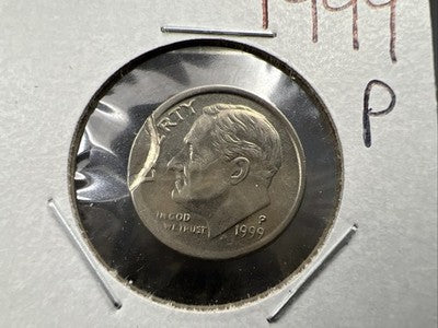 1999 P 10c Roosevelt Dime Coin Incuse Error AU