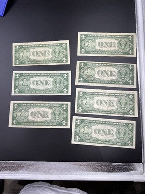 Lot of 7 1935 $1 One Dollar Silver Certificate Blue Seal Notes Fine / VF Circ #7