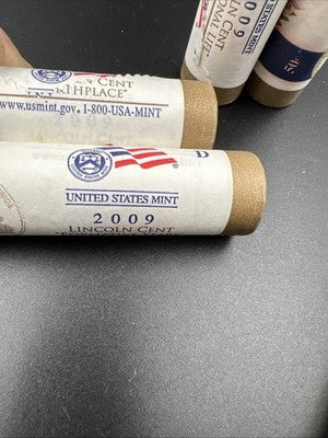 Lot of 5 Off Quality US Mint Rolls 2009 1c Lincoln Cent Penny Tarnish Toned Ends