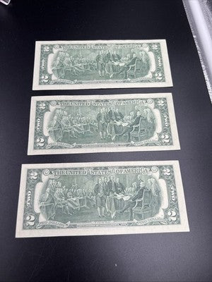 Lot of 3 1976 Bicentennial $2 Two Dollar Federal Reserve Notes XF / AU #812