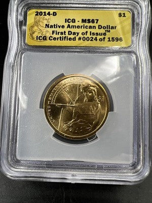 2014 D $1 Sacagawea Native Dollar Gem BU Coin ANACS MS67 #24