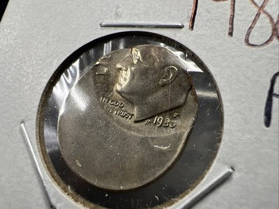60% Off Center Error Roosevelt Dime Coin UNC 1980 P