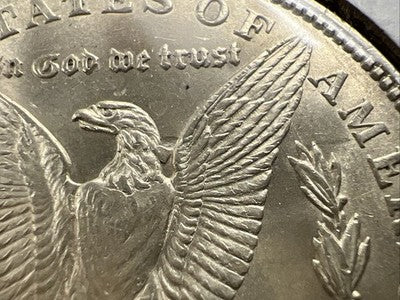 1921 P $1 Morgan Silver Dollar Coin Reverse Lamination Error BU UNC