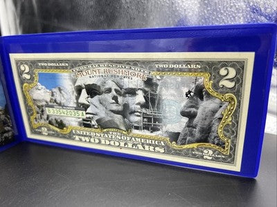 Mount Rushmore Colorized Enhanced 2017 A 2 Two Dollar Federal Reserve Note Unc A