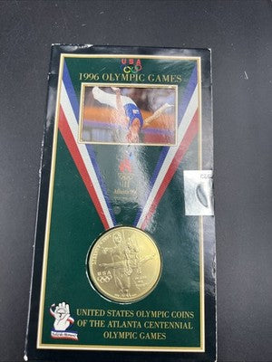 1995 Atlanta Olympics Gymnast Silver Dollar Coin in US Mint Olympic Pack