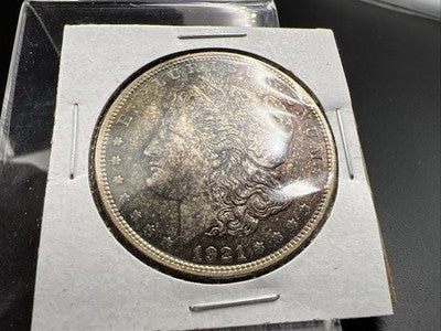 1921 $1 Morgan Silver Dollar Coin CH AU About UNC PQ Toning Toner Obverse SK#a