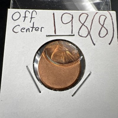 1988 1c Lincoln Memorial Cent Penny 70% Off Center UNC SKU#AR
