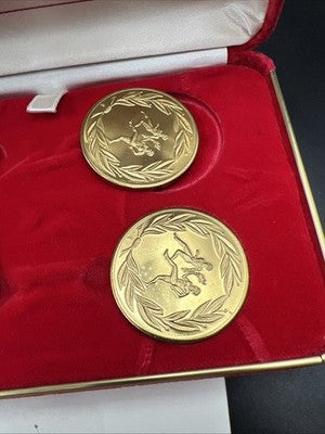 4 Coin Olympian Medallion Set In Red Display Box