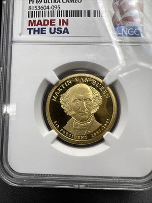 2008 S $1 Martin Van Buren Presidential Dollar Coin PF69 UCAM USA Flag Holder #5