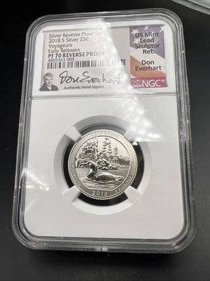 2018 S ATB Voyaguers Reverse Proof Silver Quarter NGC Everhart PF70 25c