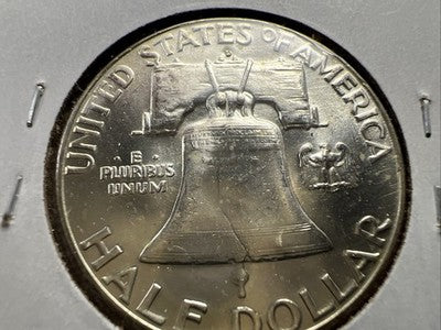 1963 D Franklin Half Dollar Silver Coin Choice BU UNC Neat Toning Obverse