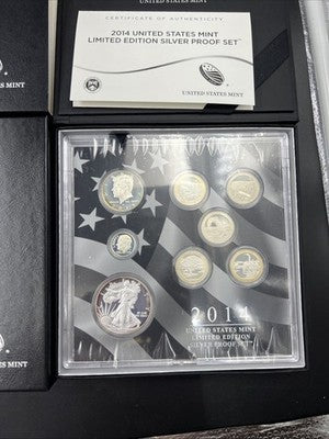 2014 Limited Edition US Silver Proof Set Complete w/ Box COA sk#a