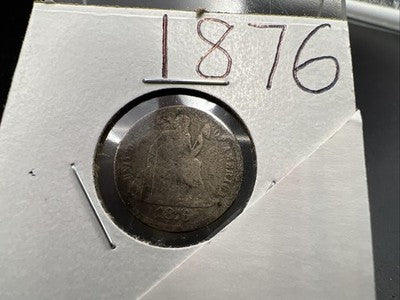 1876 10c Seated Liberty Dime Silver Coin About Good AG SKU#B