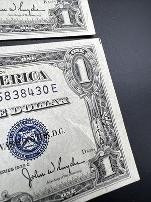3 Consecutive 1935 C $1 US Silver Certificates CH AU About UNC #430