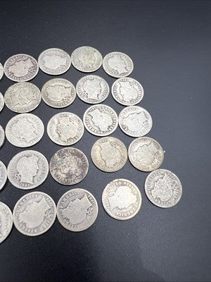 50 Coin Barber 90% Silver Dime Roll AG / G Circ Conditions SK#a