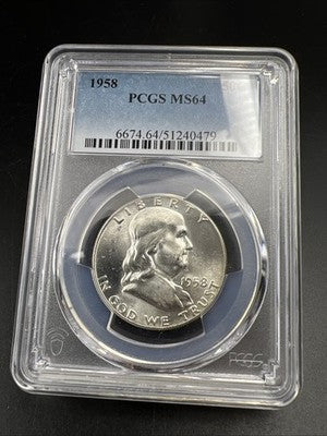 1958 P 50c Franklin Silver Half Dollar Coin PCGS MS64 CH BU Certified #79