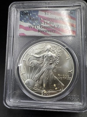 World Trade Center Recovery 2001 1 OZ ASE Ground Zero Silver Eagle PCGS Gem SK#A