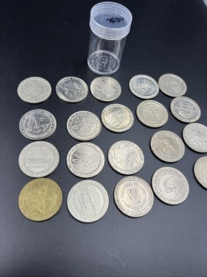 Lot of 20 $1 Casino Dollar Gaming Tokens Metal Circulated Conditions SKU#7550