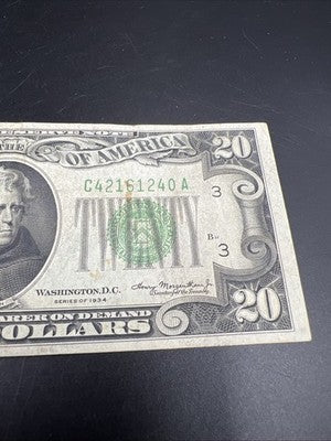 1934 $20 FRN Mule Federal Reserve Note VF Very Fine Circ Philadelphia District