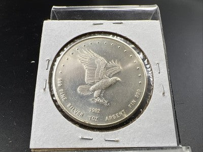 1982 Monex 1 Oz Silver Eagle .999 Art Vintage Round CH BU UNC