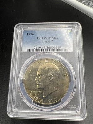 1976 P Type 2 $1 Ike Eisenhower Clad Copper Nickel Dollar Coin PCGS MS63 #419
