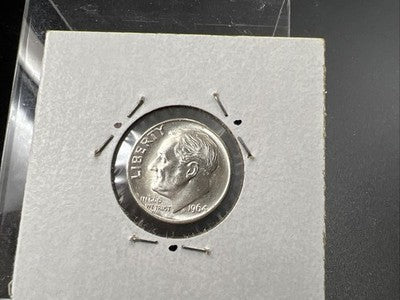 1964 P 10c Roosevelt Silver Dime Coin Major Struck Thru Error Reverse CH BU