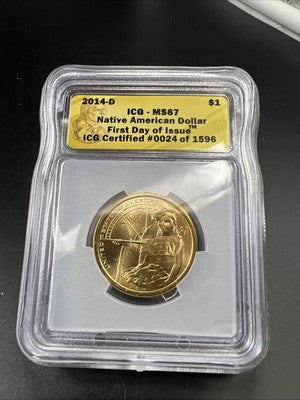 2014 D $1 Sacagawea Native Dollar Gem BU Coin ANACS MS67 #24