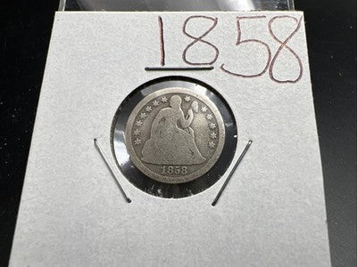1858 10c Seated Liberty Silver Dime Choice AG About Good / Good #a
