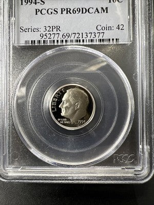 1994 S 10c Roosevelt Dime Coin PCGS PR69 DCAM #77