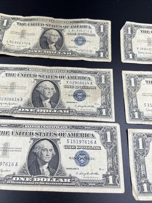 Lot of 10 1957 $1 Dollar Silver Certificate Blue Seal Notes VG+ Circ #76