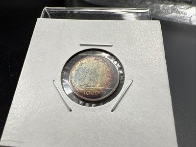 1965 Canada 10 Cents Silver Coin Nice Toning Toner Uncirculated