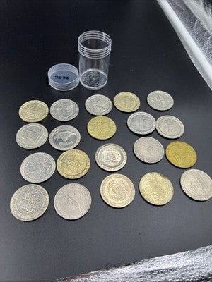 Lot of 20 $1 Casino Dollar Gaming Tokens Metal Circulated Conditions SKU#7538