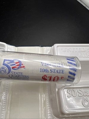 US Mint Certified 2000 P Virginia State Statehood 40 Coin BU Quarter Roll