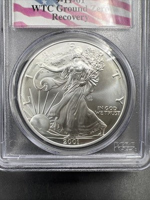 World Trade Center Recovery 2001 1 OZ ASE Ground Zero Silver Eagle PCGS Gem SK#B