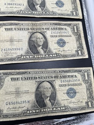 Lot of 10 1935 $1 One Dollar Silver Certificate Blue Seal Notes Very Circ #498