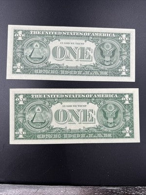Lot of 2 1963 B $1 Barr FRN Federal Reserve Notes One Dollar Bills CH AU #939