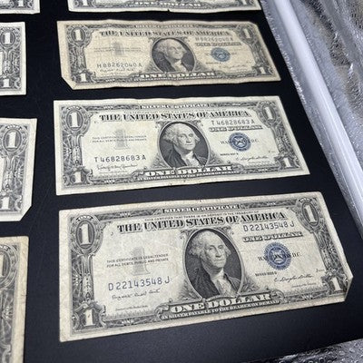 Lot of 10 1957 1935 $1 One Dollar Silver Certificates VG + Circulated #364