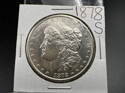 1878 S $1 Morgan Silver Dollar Coin AU Details Shiny Nice Look SK#A