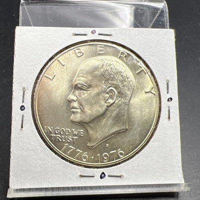1976 S $1 Ike Bicentennial Eisenhower 40% Silver Dollar Coin BU UNC In 2x2 SKU#A