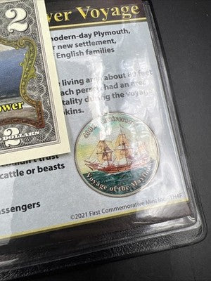 400th Anniversary of the Mayflower Colorized $2 FRN Two Dollar Half Dollar Set B