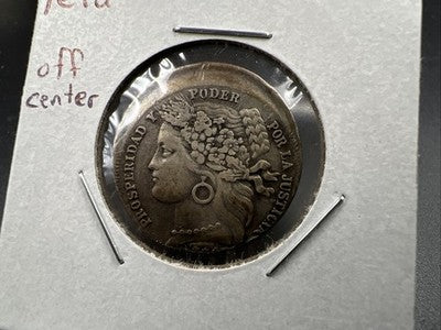 1880 Peru Pesata Off Center Error Coin VF Very Fine