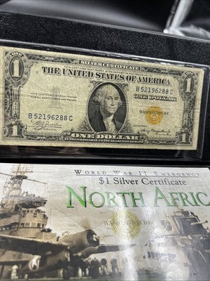 1935 A $1 North Africa Yellow Seal Silver Certificate CH VG Very Good Circ #288