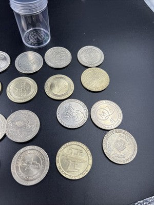 Lot of 20 $1 Casino Dollar Gaming Tokens Metal Circulated Conditions SKU#7522