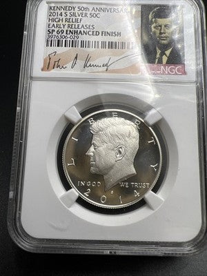 2014 S 50c Kennedy Silver Half Dollar Coin High Relief SP69 NGC Certified #29