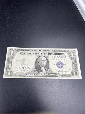 1935 F Lucky #77775040 Repeat Serial Number Silver Certificate $1 Bill XF EF