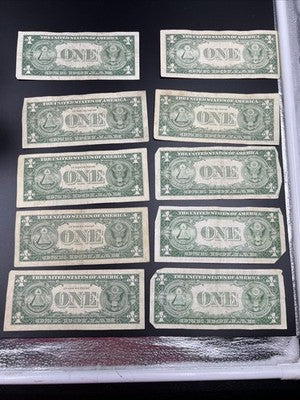 Lot of 10 VERY CIRC 1957 1935 $1 Dollar Silver Certificate Blue Seal Notes #390