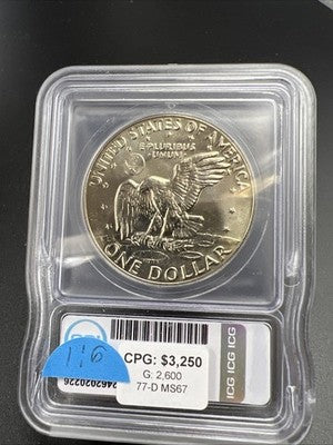 1977 D $1 Ike Eisenhower Clad Copper Nickel Dollar Coin ICG MS67 #26