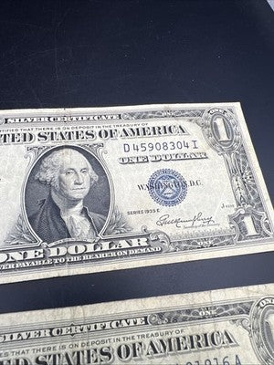 3 Note Lot 1935 $1 1957 * $1 & 1957 $1 Repeater Silver Certificates #88881