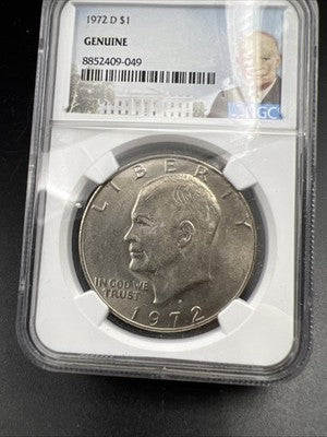 1972 D Eisenhower Dollar Coin NGC Genuine President Ike Holder #49