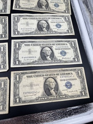 Lot of 10 1957 1935 $1 One Dollar Silver Certificates Very Circulated #695